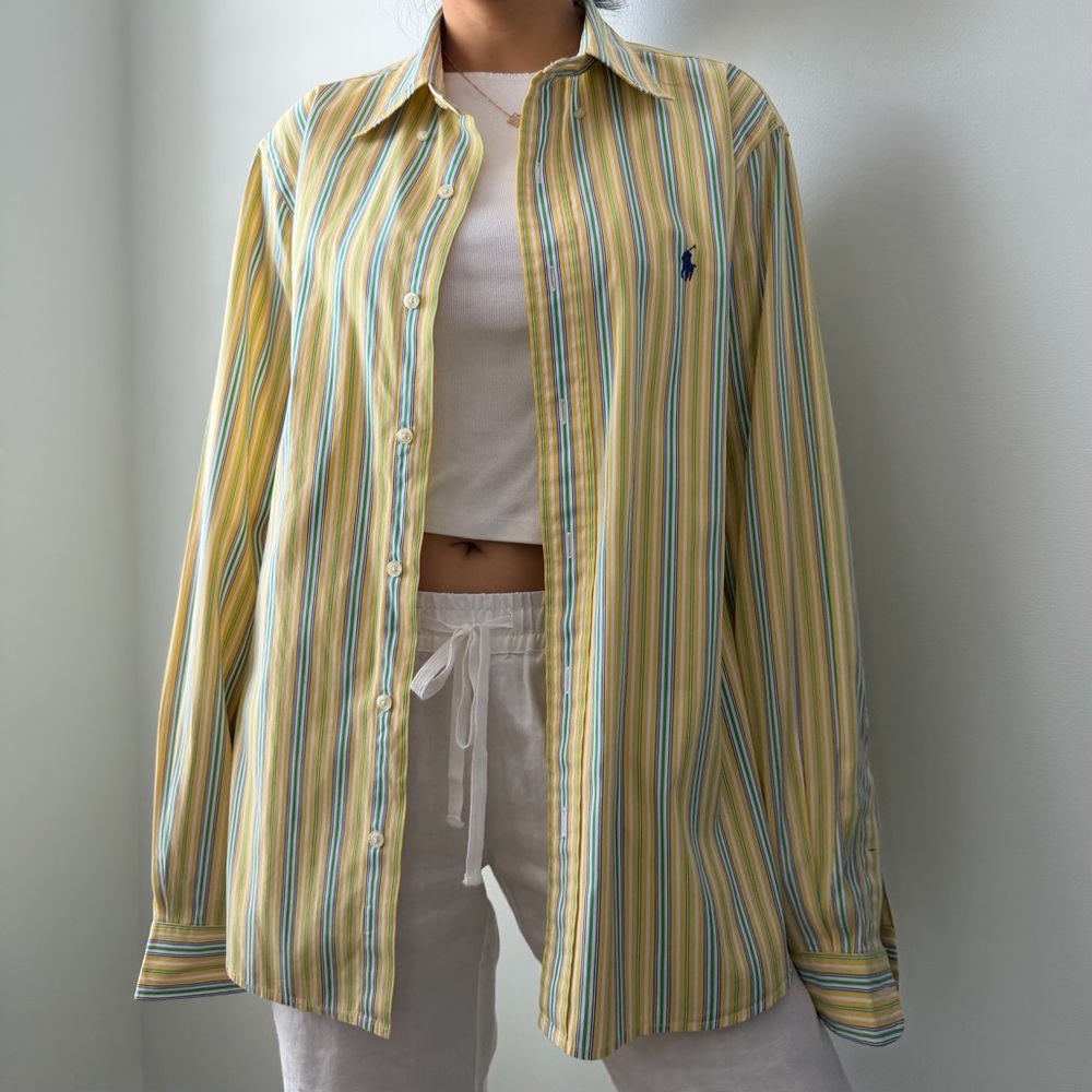 Ralph Lauren Yellow Striped Button-Up - Medium
